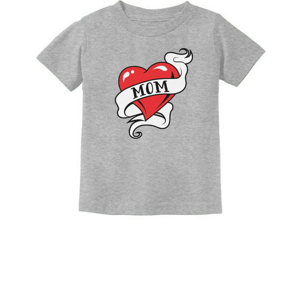 Mom Heart Tattoo Kids Toddler T-Shirt Tee Valentine's Day Mother's Day Mommy 
